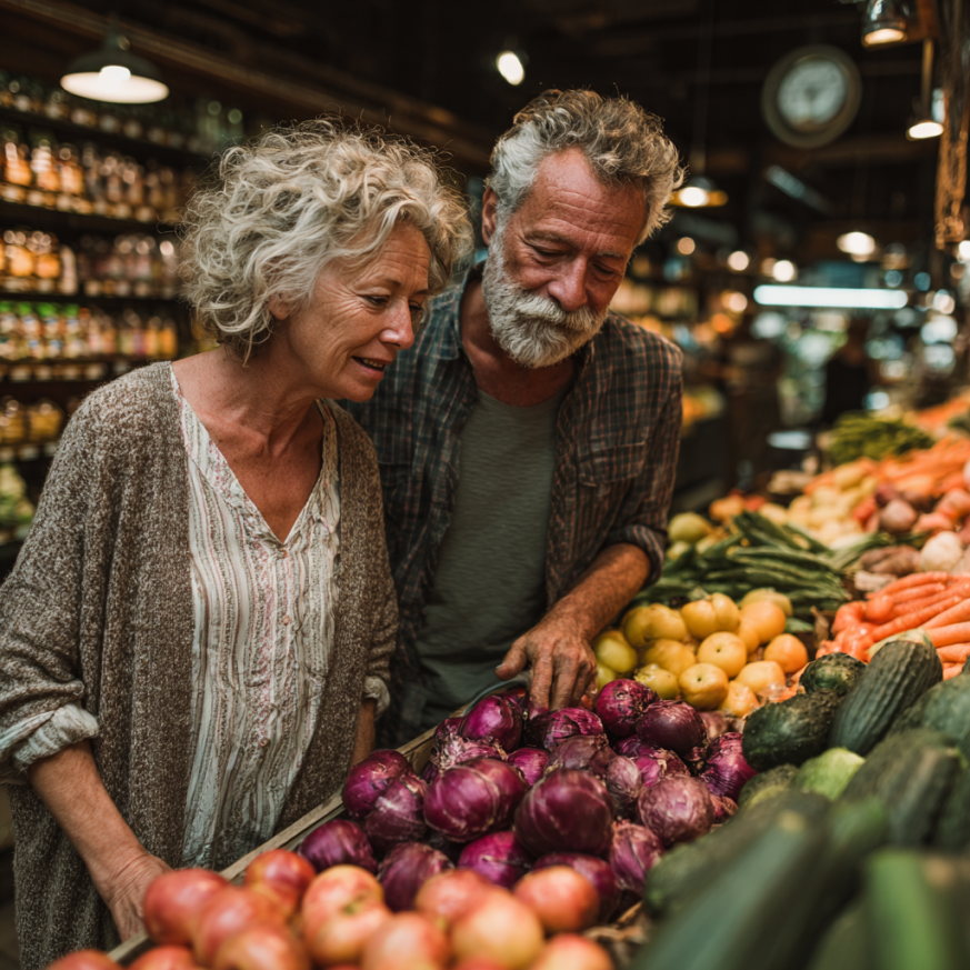 Здорові старші люди на природі